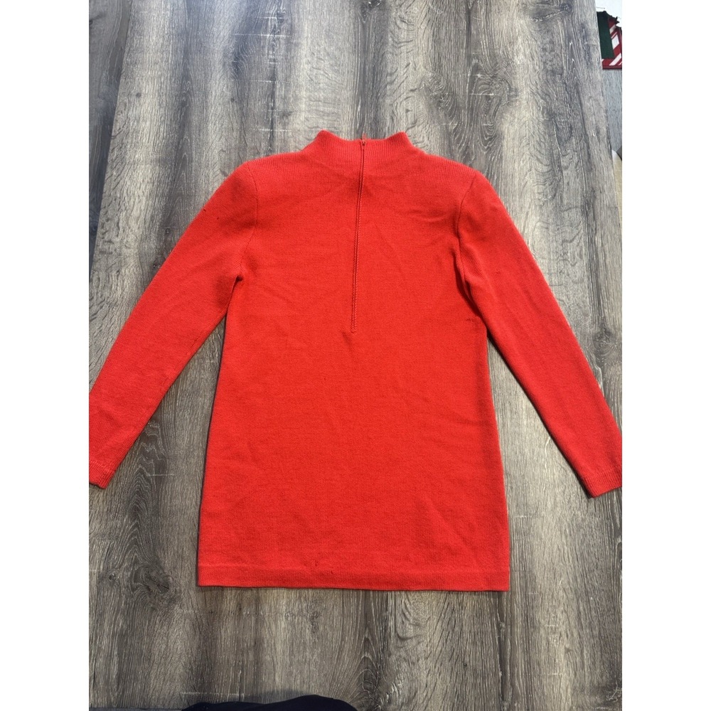 St. John by Marie Gray Red Wool Cashmere Sweater Half Zip Shoulder Pads Size 4